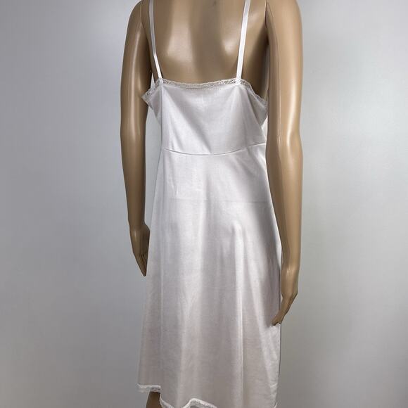 Vintage Adonna Full Slip ILGWU Union USA Off White Lace Nylon Ribbon Straps - Picture 5 of 8